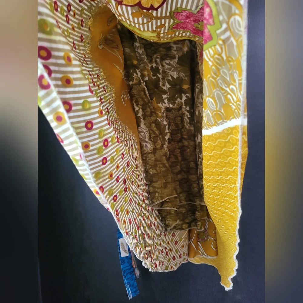 Kariza Yellow and Green A-Line Midi Skirt Or Beach Cover - Picture 7 of 16